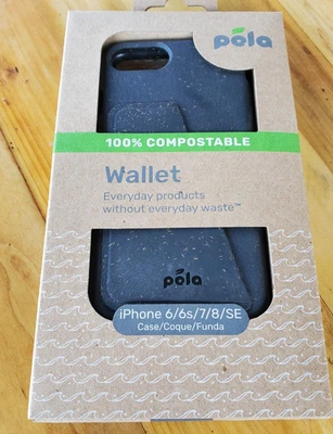 Funda trasera tipo billetera suave negra ecológica Pela iPhone 6/6s/7/8/SE Foto 1 de 4