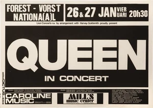 Queen ORIGINAL BELGIAN POSTER FOR TWO PERFORMANCES AT FOREST NATIONAL #158535 - Picture 1 of 1