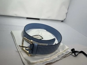 Auténtico Cinturón GUCCI Azul Microguccissima Cuero Dorado Hebilla 65/26 281548 - Imagen 1 de 18