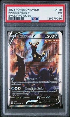 PSA 1 Umbreon V Alternate Art Evolving Skies 189/203 Alt Pokemon Card FA 2021 - Image 1 of 2