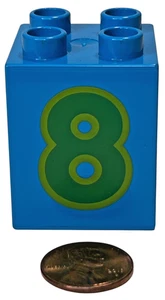 Lego Duplo NUMBER #8 Train Replacement 2 x 2 BLOCK Building Brick Eight Blue - Picture 1 of 3