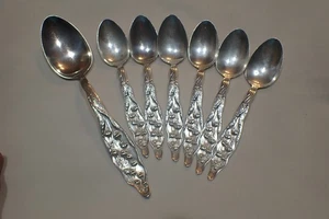 LILY OF THE VALLEY WHITING STERLING Silver 6 teaspoons and 1 serving spoon - Picture 1 of 11