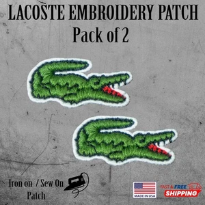 2-Piece Crocodile Style Patch Set – Iron-On Sew-On Embroidered Applique Badge - Picture 1 of 1