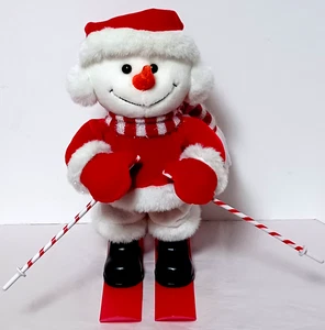 Department 56 Singing Rockin Snow Man Skier Animated 14" Plush - Picture 1 of 3
