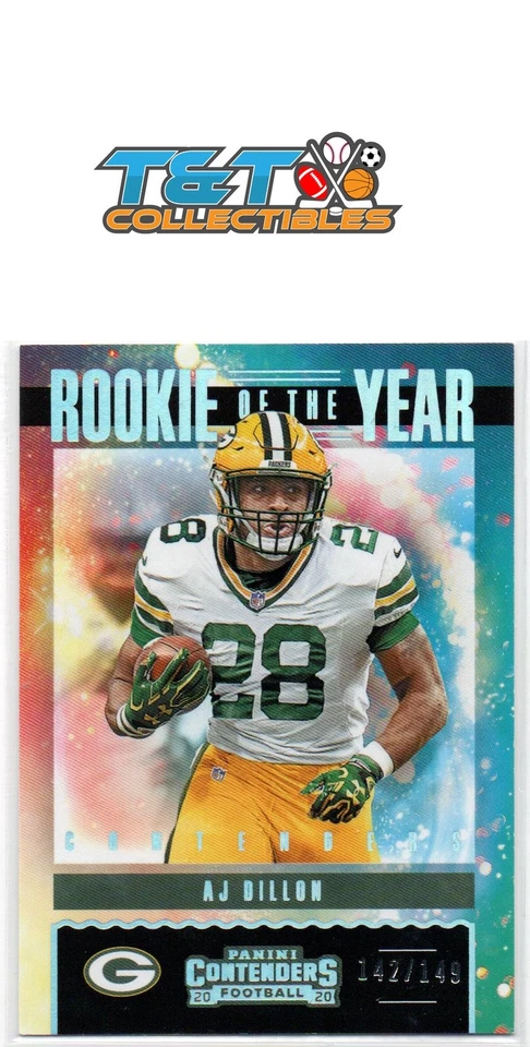 A.J. Dillon 2020 Panini Contenders ROY Contenders Silver #AJD Packers /149 35a - Image 1 of 1