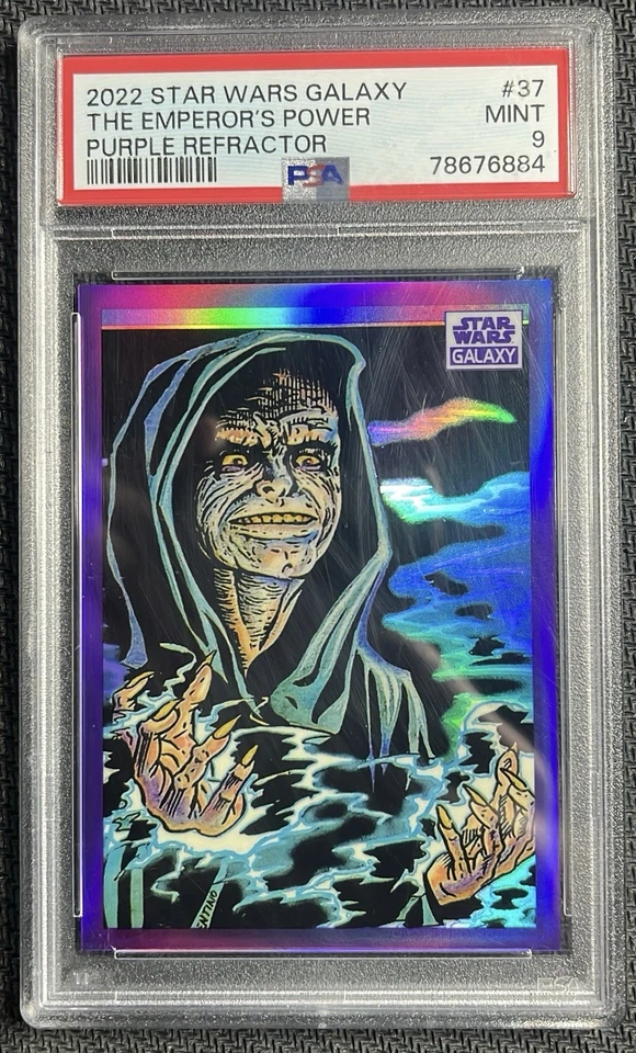2022 STAR WARS GALAXY CHROME EMPERORS POWER #37 REFRATOR ROXO /25 PSA 9 SSP - Imagem 1 de 2