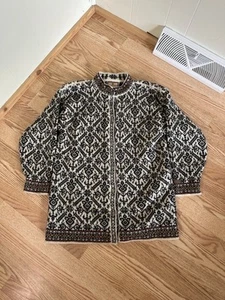 Vintage Dale of Norway Sweater Cardigan Jacket with Pewter Buttons Womens Large - Picture 1 of 9
