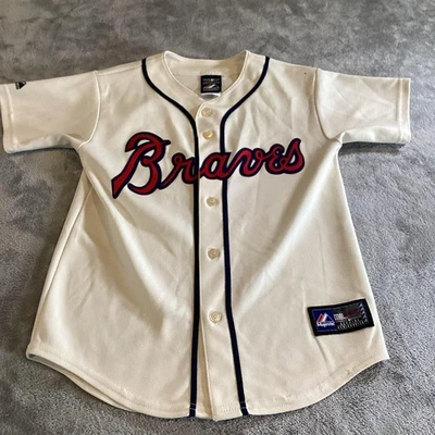 Camiseta de béisbol de los Atlanta Braves juvenil mediana crema MLB Jason Heyward 22 majestuosa Foto 1 de 4