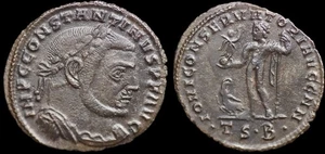 Münze von Konstantin I. dem Großen, Thessaloniki, Jupiter Konservator (TSB). A1224 - Bild 1 von 2