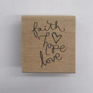 Stampabilities Faith Hope Love Text Rubber Stamp - Picture 1 of 4