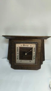 Very Art Deco  -Stylish Oak Wall Barometer -aneroid British Made - Picture 1 of 5