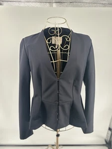 REBECCA TAYLOR Blazer schwarz Schößchen Jacke Haken Ösenverschluss Damengröße 6 " - Bild 1 von 14