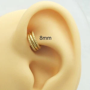 20g Tripe Stack Twisted Nose Ring Hinged Clicker Rook Helix Ear Piercing - Picture 1 of 3