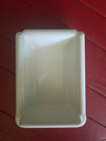 VTG White Porcelain Bathroom Soap Dish Tile-in Mount 5" x 7" tall Cover