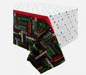 1 Graduation Table Cover "Congrats Grad" Decor Plastic Tablecloth 54x108 NEW - Picture 1 of 2
