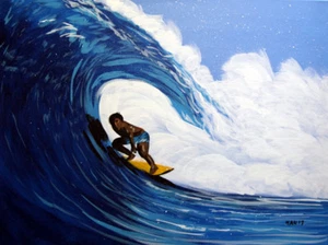 Surfing 2, Surfer, Original Acrylic Painting, Ocean, Signed, 24x18 inches - Picture 1 of 1
