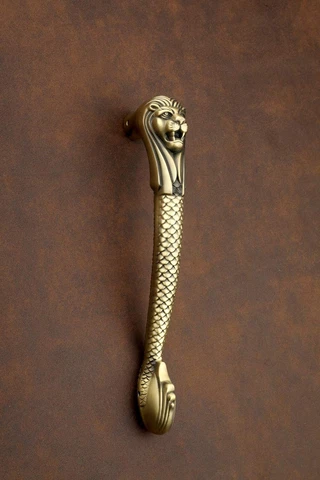 Aluminum Lion Shape Main Door Handle Decorative Pull Handle for Glass and Wooden Cover