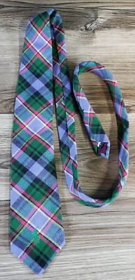VTG Polo Ralph Lauren Tie PURPLE GREEN Plaid Japan Cotton Preppy Classic USA - Image 1 of 4