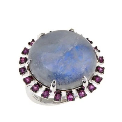 Rarities: Fine Jewelry with Carol Brodie Round Gem Cabochon and Sapphire Ring 7 - Image 1 of 4