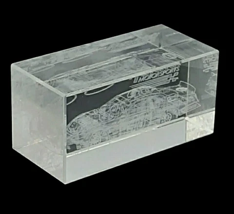 Nascar's Jimmy Johnson #48 3D Paperweight Laser Cut Racecar Glass READ Cover