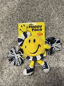 Vintage Stuffed Smiley Face Plush Toy Cheerleader Yellow Shoe Stripes Cute - Picture 1 of 2
