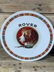 Pottery Barn Rover Fireside Club Plate St Bernard Dog White Red Stripe Trim Dish - Picture 1 of 6