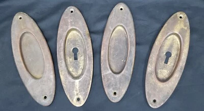 Set of 4 Brass Pocket Door Escutcheon Plates 7" x 2 3/8" GS00246 - Image 1 of 4