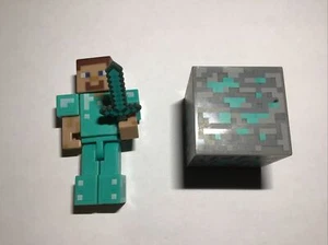 2014 Minecraft Overworld Steve Diamond Armor Armour Figure Series 3  - Picture 1 of 3