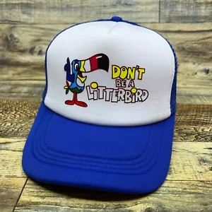 Sombrero de camionero Don't Be A Litter Bird para hombre azul a presión Kelloggs de colección gorra publicitaria - Imagen 1 de 7