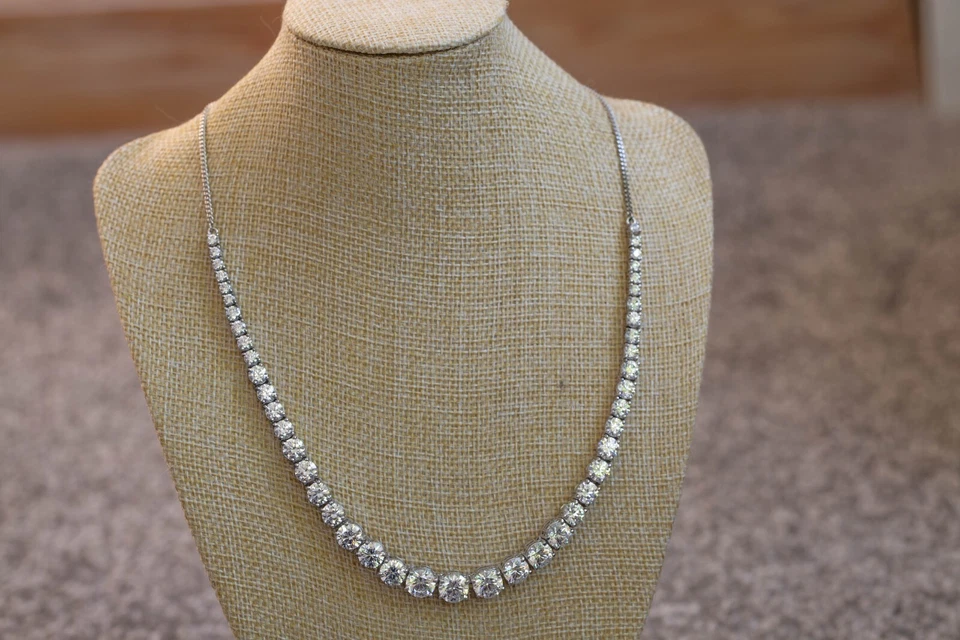 18" Swarovski Lab Created Zirconia Platinum Plated Sterling Silver Necklace - Image 1 of 1