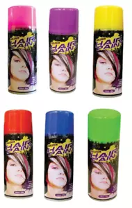 6x Hair Spray Paint Non-Toxic Washable Party Fun Fluro Dye Colouring 125ml - Picture 1 of 6