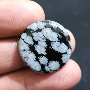 "Natural Snowflake Obsidian 21.30 Ct Round Cabochon Gemstone Healing Crystal" - Picture 1 of 4