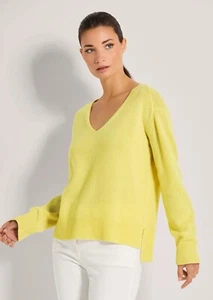360 Cashmere 100% pure lemon 🍋 soft cashmere v neck sweater sz Small NWT - Picture 1 of 3
