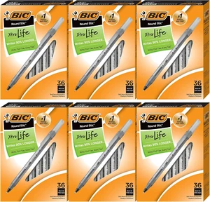 round Stic Xtra Life Black Ballpoint Pens, 1.0Mm, 216Pk Bulk - Picture 1 of 12