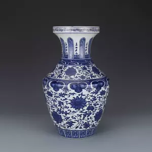 Jarrón de plantas de porcelana azul y blanco pintura a mano china arte coleccionable - Imagen 1 de 10