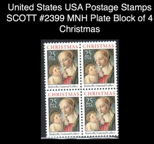 United States USA Postage Stamps SCOTT #2399 MNH Block of 4 Christmas - Picture 1 of 1