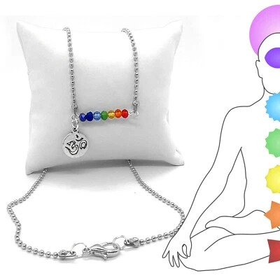 collana meditazione yoga reiki guarigione equilibrio dei 7 chakra catena acciaio - Immagine 1 di 3