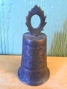 VINTAGE ETCHED 4 1/2" BRASS BELL MADE IN INDIA BEAUTIFUL TONE - Picture 1 of 1
