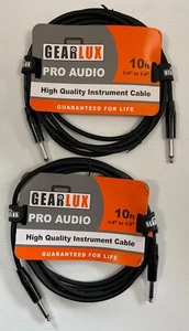 LOT of 2 GEARLUX HIGH QUALITY INSTRUMENT CABLES 1/4" x 1/4" By 10 Feet - Picture 1 of 2