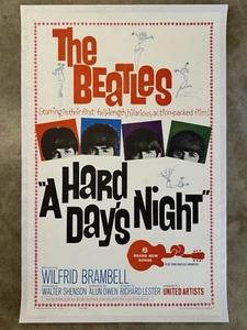 Vintage A Hard Day's Night Movie Poster The Beatles RARE 1 SHEET 1964 LINEN BACKED - Bild 1 von 8