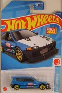 RUOTE CALDE #2022-204 HONDA CIVIC PERSONALIZZATE - BLU, su scheda lunga USA (NUOVA in BLIST) - Foto 1 di 5