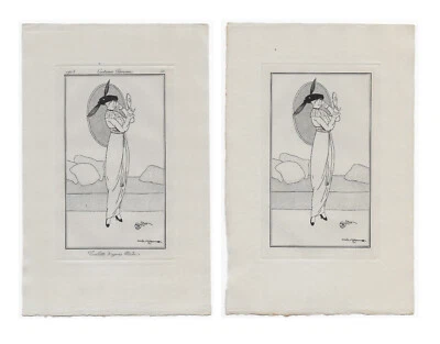 Aris METZANOV Eau-forte en 2 états sur vieux Japon N°53 JOURNAL DES DAMES 1913 - Photo 1/3