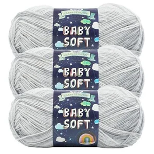 (3 Pack) Lion Brand Yarn 920-212AP Baby Soft Yarn, Grey Print - Picture 1 of 6