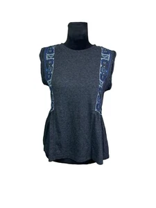 Free People Bluse Gr. M grau bestickt Plissee Schößchen Glitzer - Bild 1 von 10