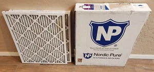 2 PK NORDIC PURE 20X24X1 inch pleated air conditioner heater replacement filters - Picture 1 of 4