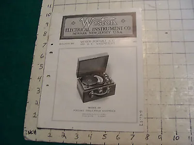 Orig. 1915 WESTON Electric Inst. Co Bulletin: PORTABLE A.C. And D.C. WATTMETERS • 39.42$