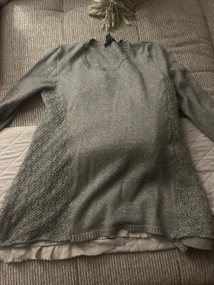 Suéter de mujer Style & Co talla L Pointelle-detalle audaz gris jaspeado tejido Foto 1 de 2
