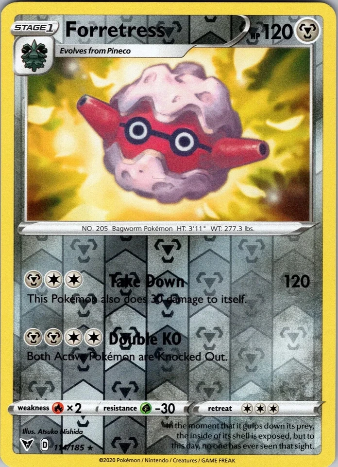 POKEMON VIVID VOLTAGE REVERSE HOLO RARE FORRETRESS 114/185 NM/MINT PACK FRESH - Image 1 of 1