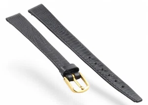 10 mm Echt Certina Schwarz Eidechse Leder Uhrenarmband Band & Schließe 10-8 mm - Bild 1 von 7