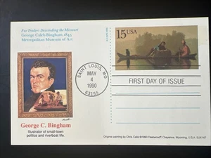 Fur Traders on the Missouri River 15c Postcard 1st Day Issue Fleetwood 1990 - Picture 1 of 2